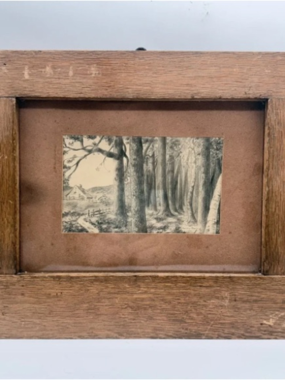 Max Braun Ruhling Pencil Drawing 1905 Forest Landscape Cottage Adolf Hitlerstr